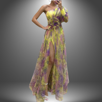 Candice - Elegant One-Shoulder Tie-Dye Party Dress