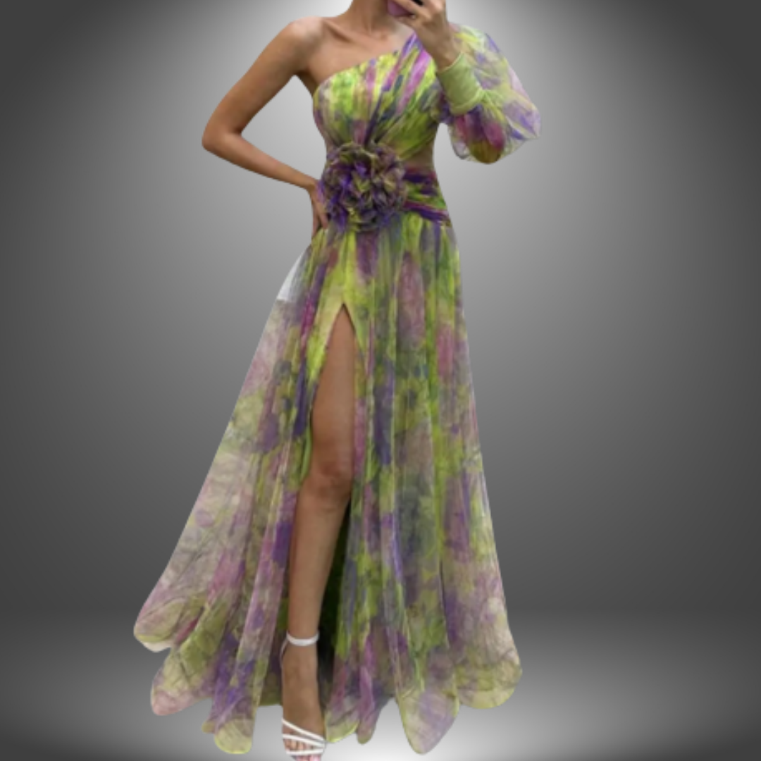 Candice - Elegant One-Shoulder Tie-Dye Party Dress