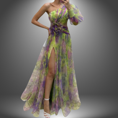Candice - Elegant One-Shoulder Tie-Dye Party Dress