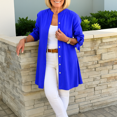 Louise | Plain shirt blouse with bow sleeves