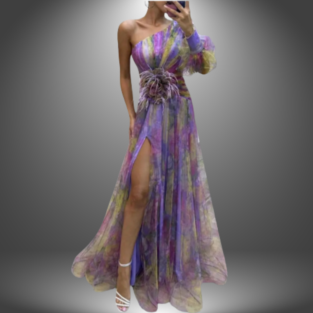 Candice - Elegant One-Shoulder Tie-Dye Party Dress