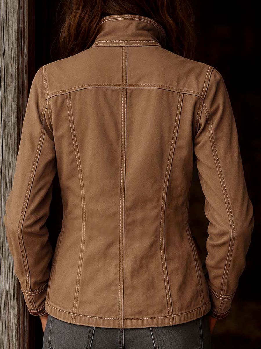 Vintage Washed Camel Military Work Jacket