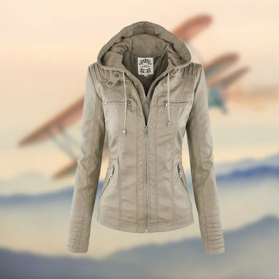 Isabella Stylish and versatile hooded leather jacket