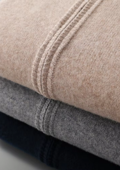MERINO ZIP TWO-TONE CARDIGAN
