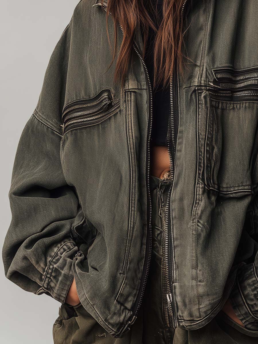 Vintage Washed Oversized Utility Jacket