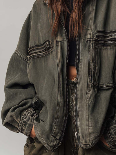 Vintage Washed Oversized Utility Jacket