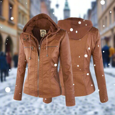 Isabella Stylish and versatile hooded leather jacket