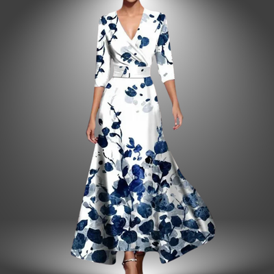 Nancy - Flattering V-Neck Half Sleeve Boho Maxi Dress