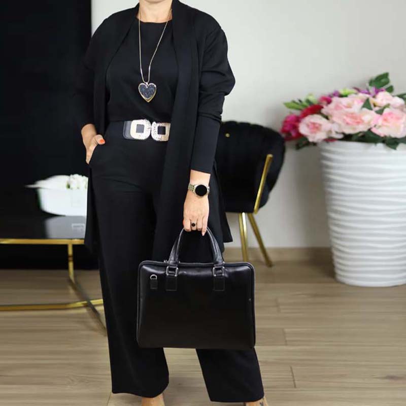 The Kensington Trio | Elegant 3-piece set including long cardigan, top and pants
