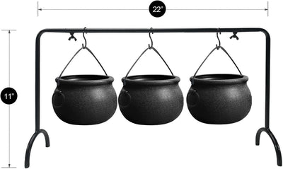 Halloween Serving Set — 3 Witches’ Cauldrons on Rack