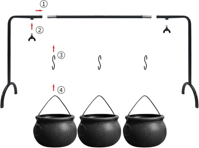 Halloween Serving Set — 3 Witches’ Cauldrons on Rack