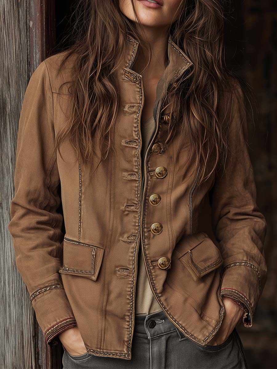 Vintage Washed Camel Military Work Jacket