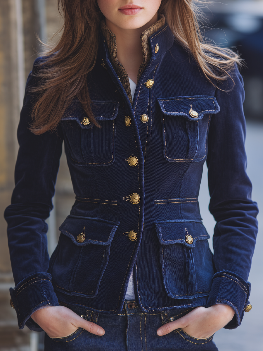 Vintage Military Style Multi-pocket Jacket