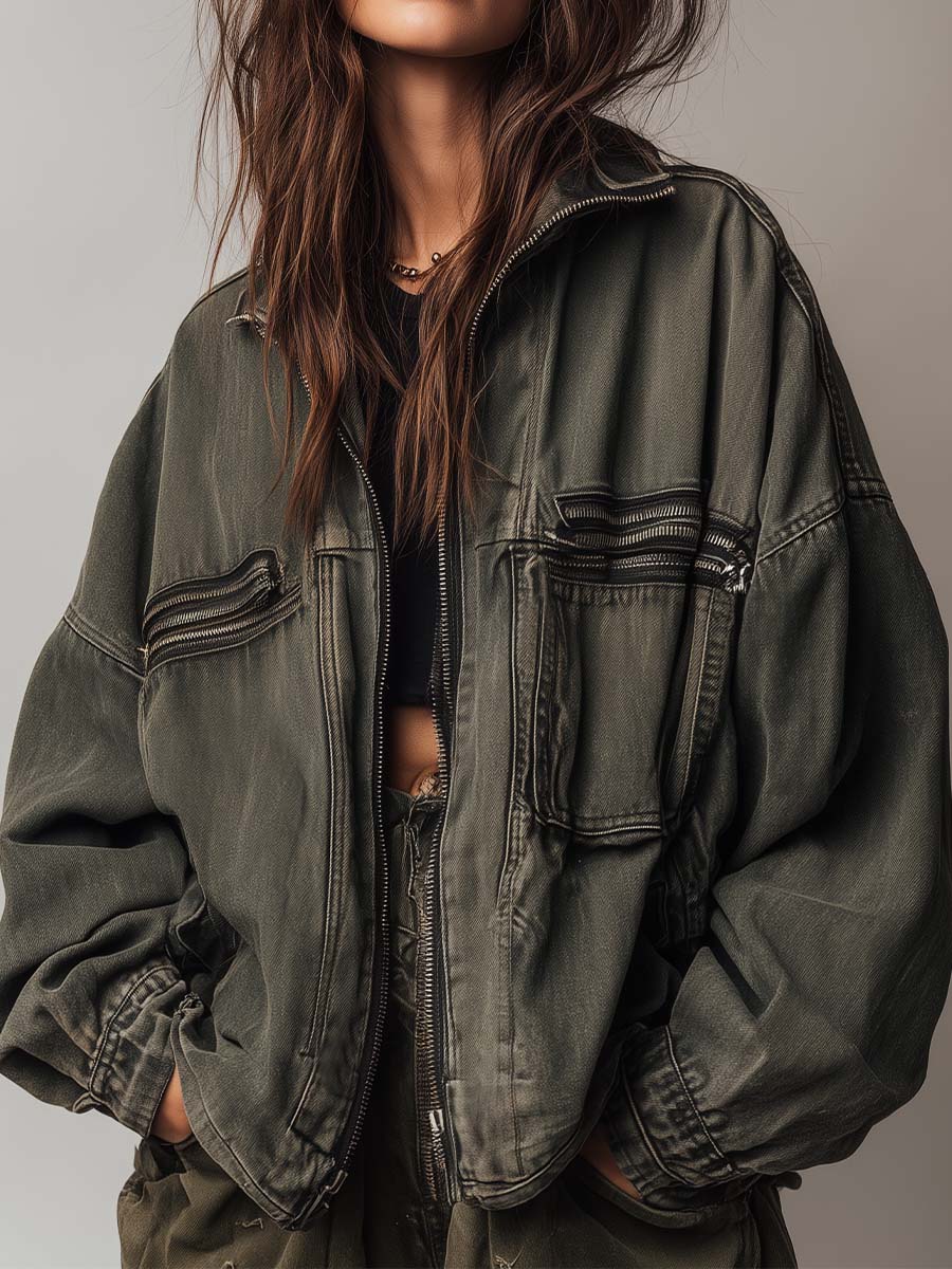 Vintage Washed Oversized Utility Jacket