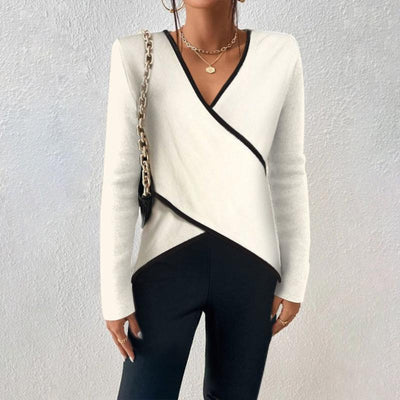 Yzabelle – Wrap Contrast Trim Jumper