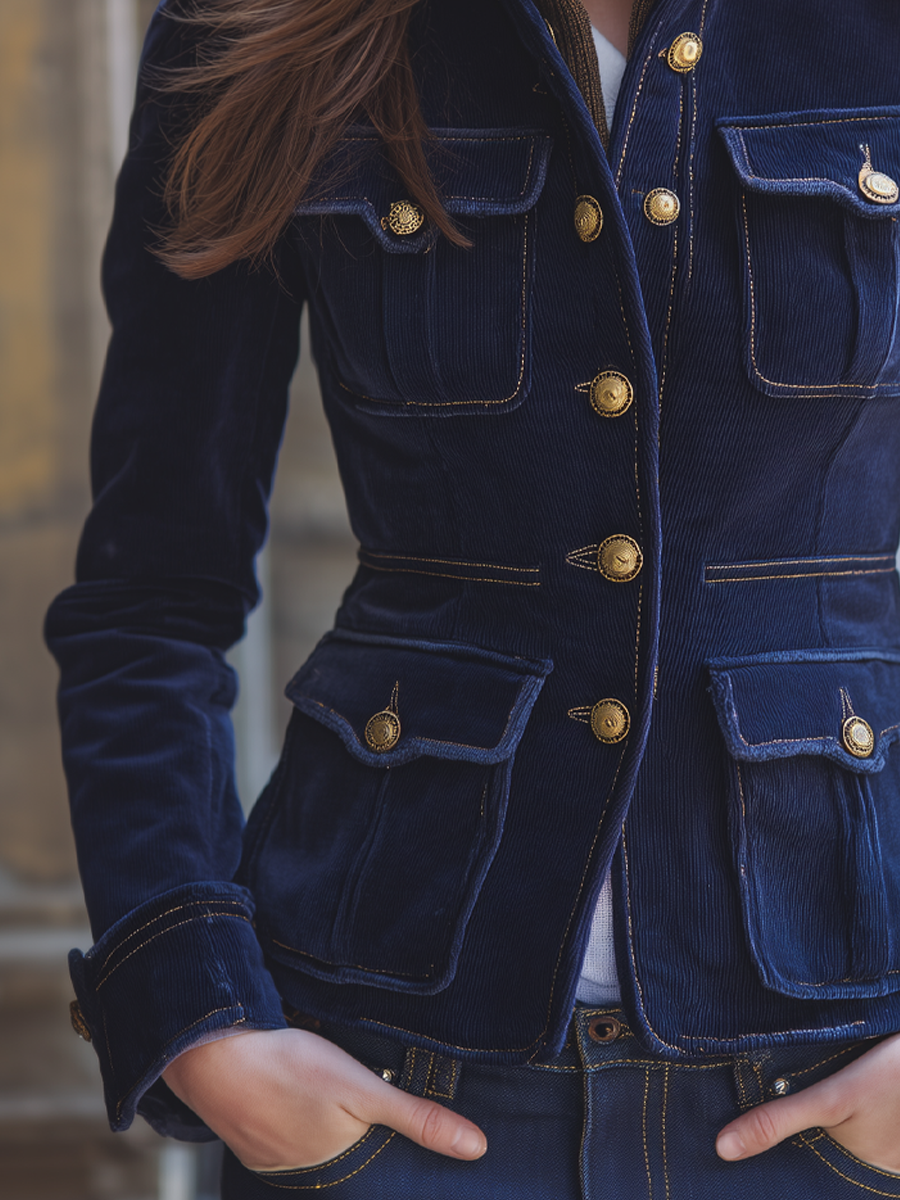 Vintage Military Style Multi-pocket Jacket