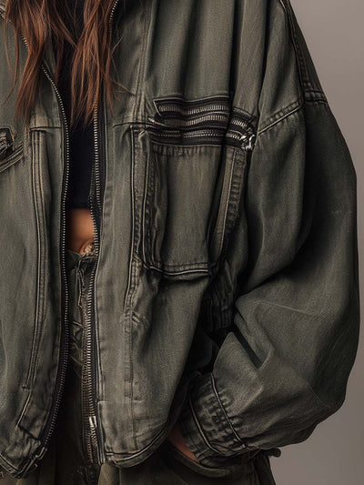 Vintage Washed Oversized Utility Jacket