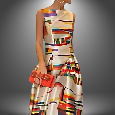 Denise - Elegant Printed Long Party Dress