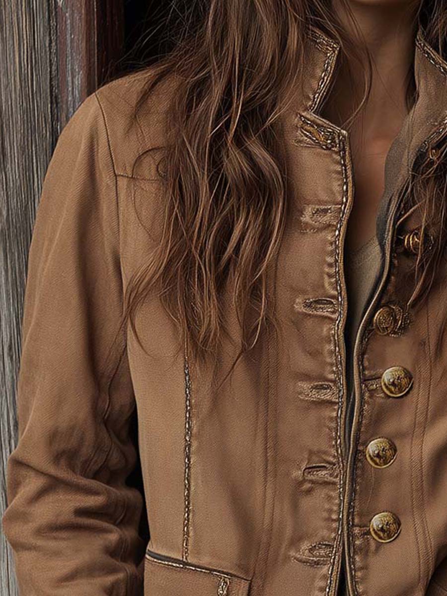 Vintage Washed Camel Military Work Jacket