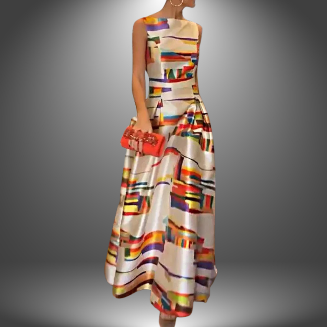 Denise - Elegant Printed Long Party Dress