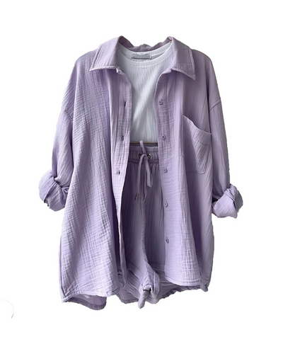 Isabella™ Cotton Button-Up Shorts Set