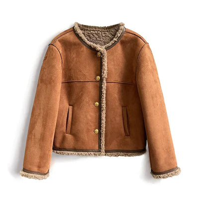 Isabella  Shearling Button Jacket