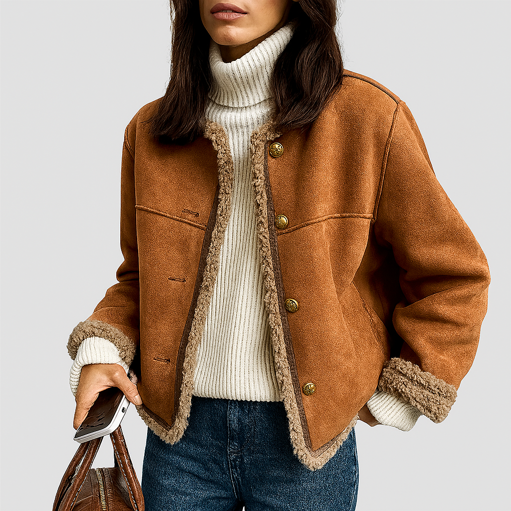Isabella  Shearling Button Jacket