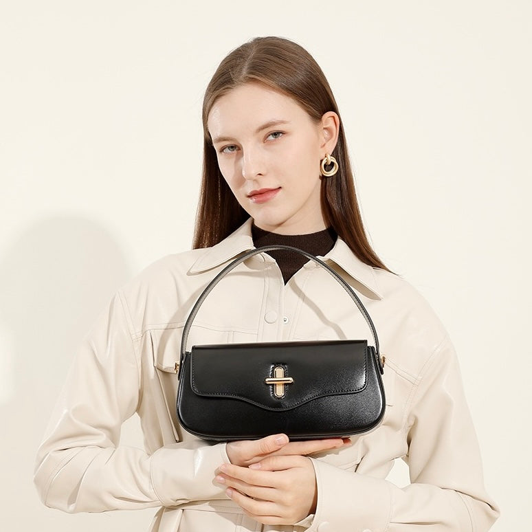 Belgravia | Genuine Leather Baguette Shoulder Bag