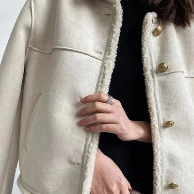 Isabella  Shearling Button Jacket