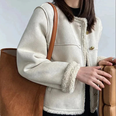 Isabella  Shearling Button Jacket