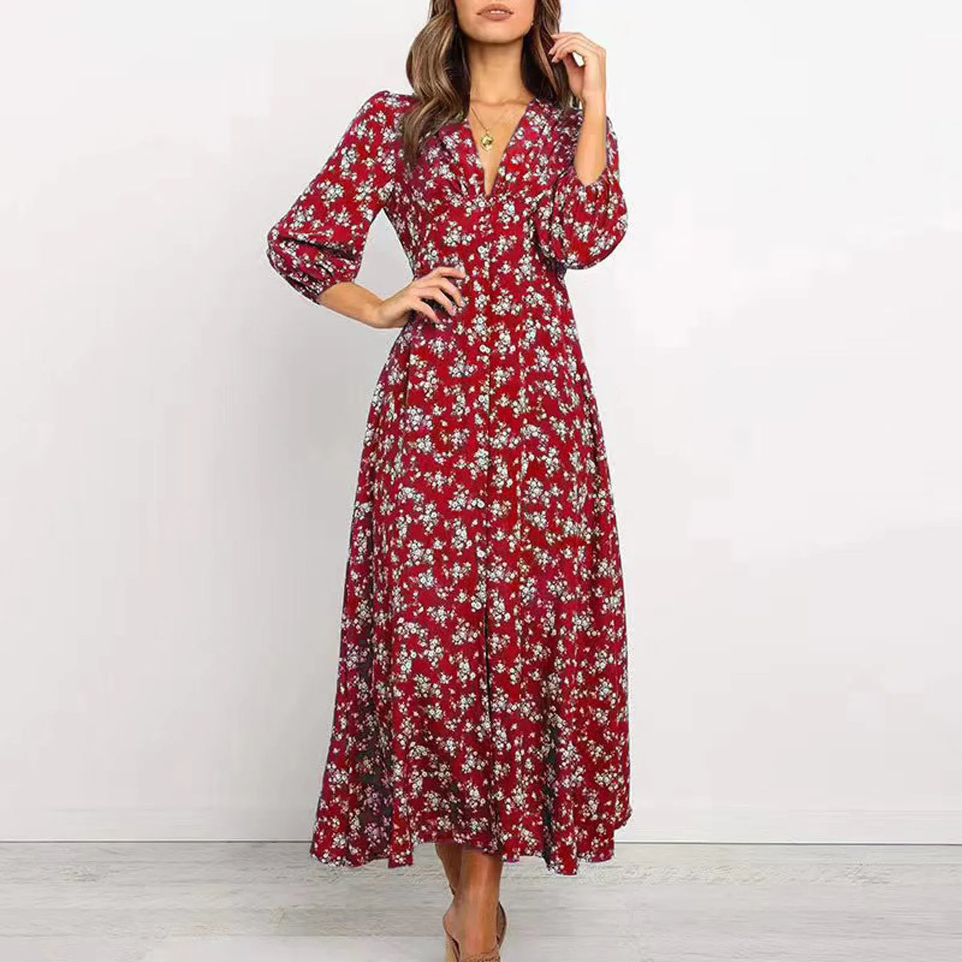 Isabella™ - V-neck Floral Dress