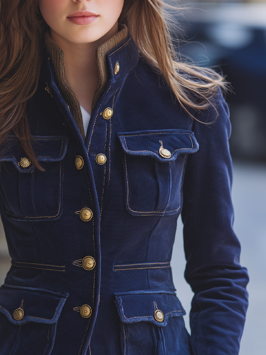 Vintage Military Style Multi-pocket Jacket