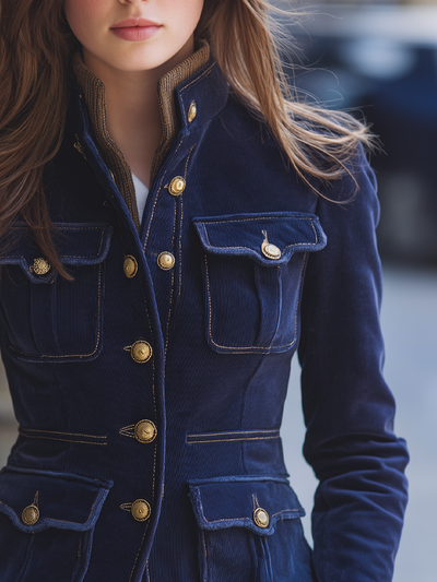 Vintage Military Style Multi-pocket Jacket