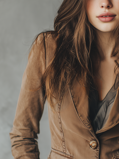 Vintage Lapel Button-down Denim Blazer