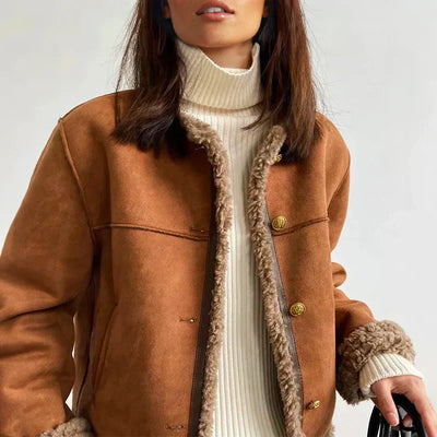 Isabella  Shearling Button Jacket