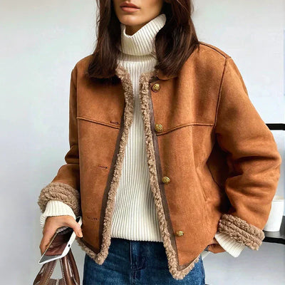 Isabella  Shearling Button Jacket