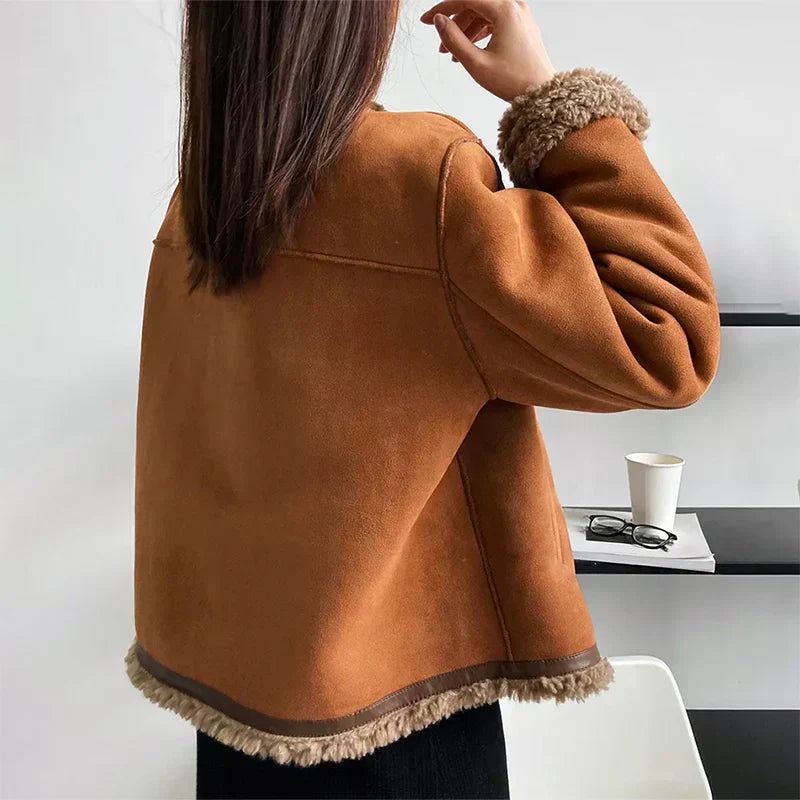 Isabella  Shearling Button Jacket