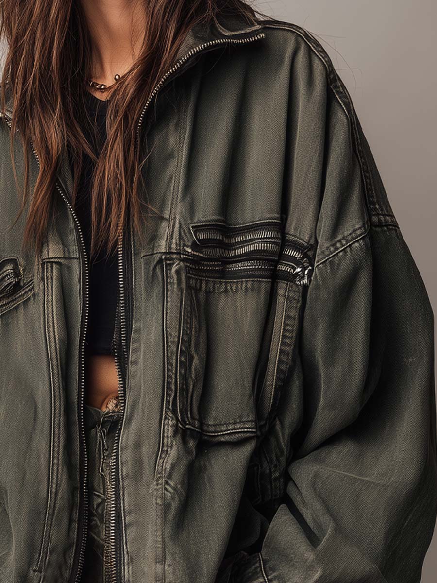 Vintage Washed Oversized Utility Jacket
