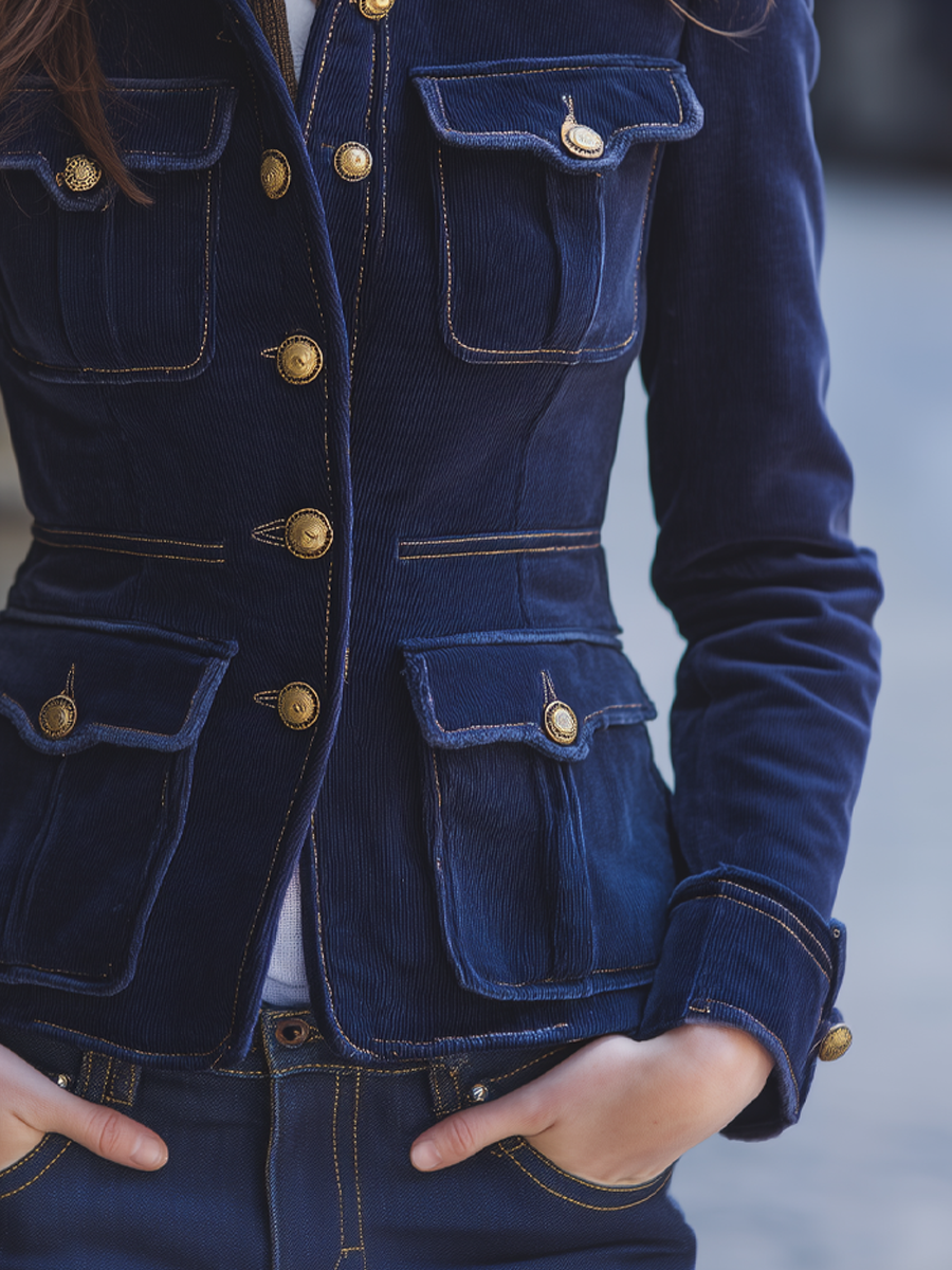 Vintage Military Style Multi-pocket Jacket