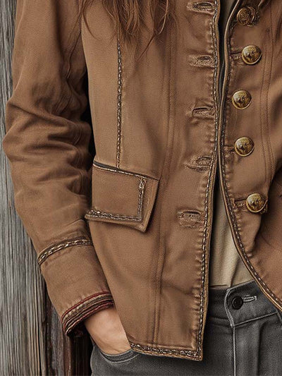 Vintage Washed Camel Military Work Jacket