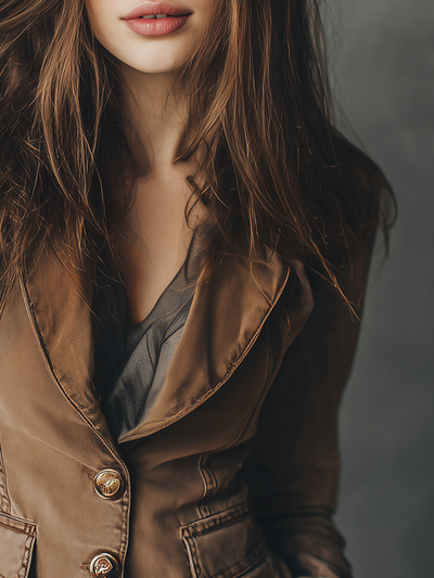 Vintage Lapel Button-down Denim Blazer