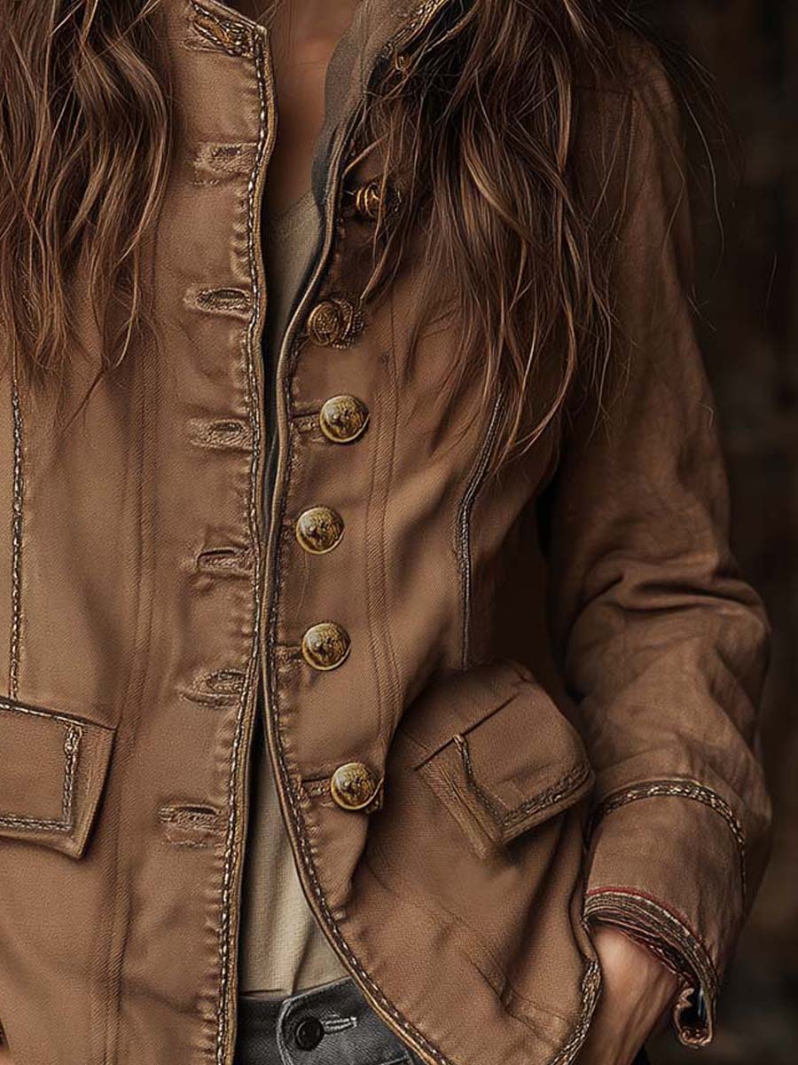 Vintage Washed Camel Military Work Jacket
