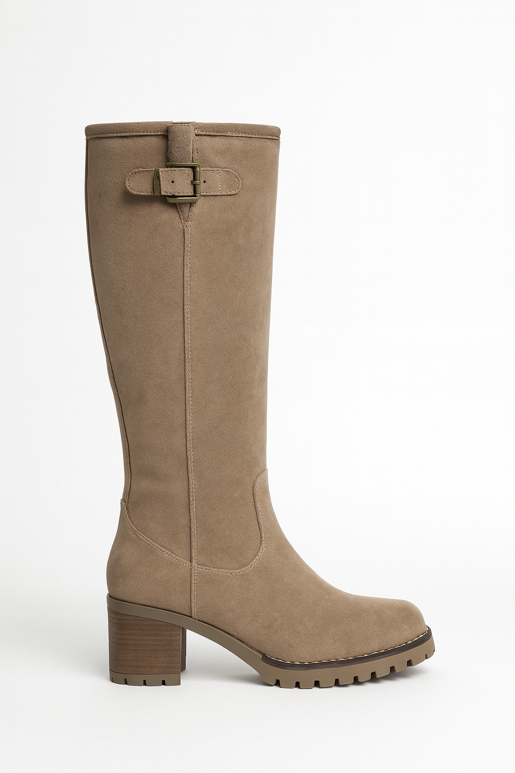 Amelia | High Buckle Taupe Boots