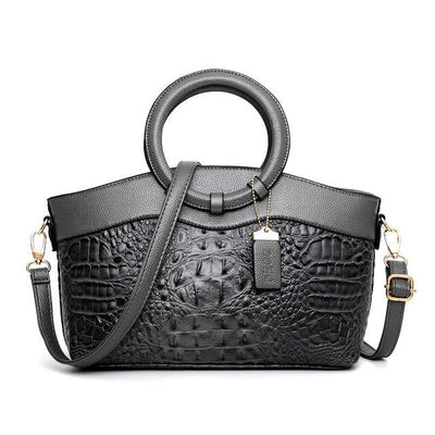 Ella™ Heritage Croc | Classic Leather Shoulder Bag