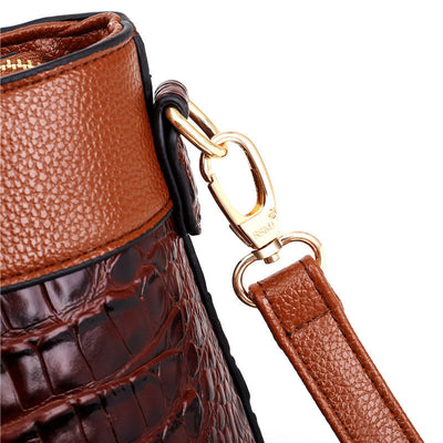 Ella™ Heritage Croc | Classic Leather Shoulder Bag