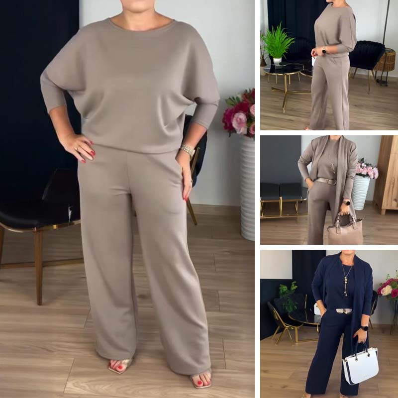 The Kensington Trio | Elegant 3-piece set including long cardigan, top and pants