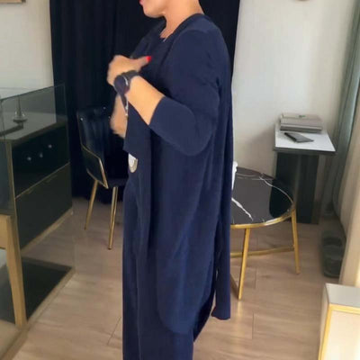 The Kensington Trio | Elegant 3-piece set including long cardigan, top and pants
